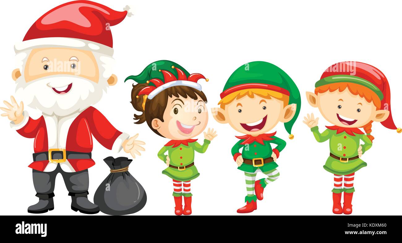 Santa and the elves Stock Vector Images - Alamy
