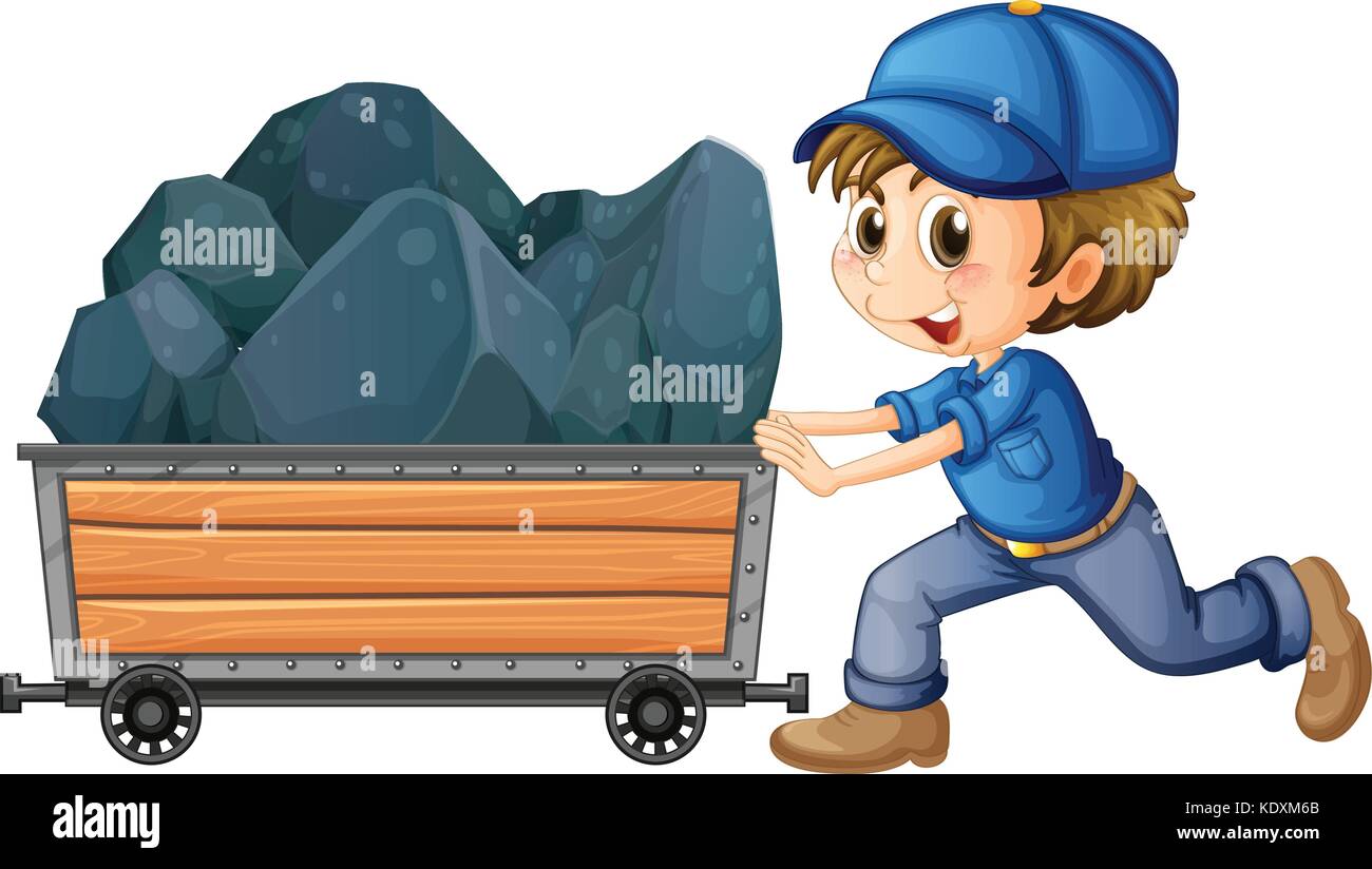 Man pushing cart with stones illustration Stock Vector Image & Art Alamy
