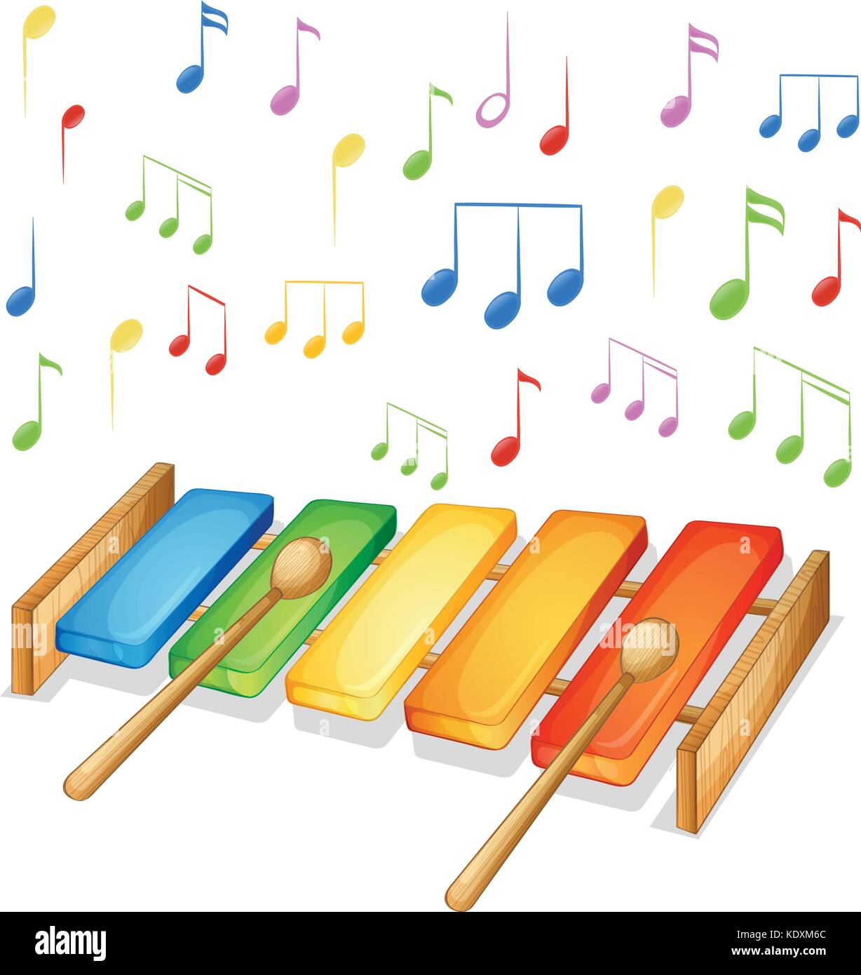 Xylophone with music notes background illustration Stock Vector Image
