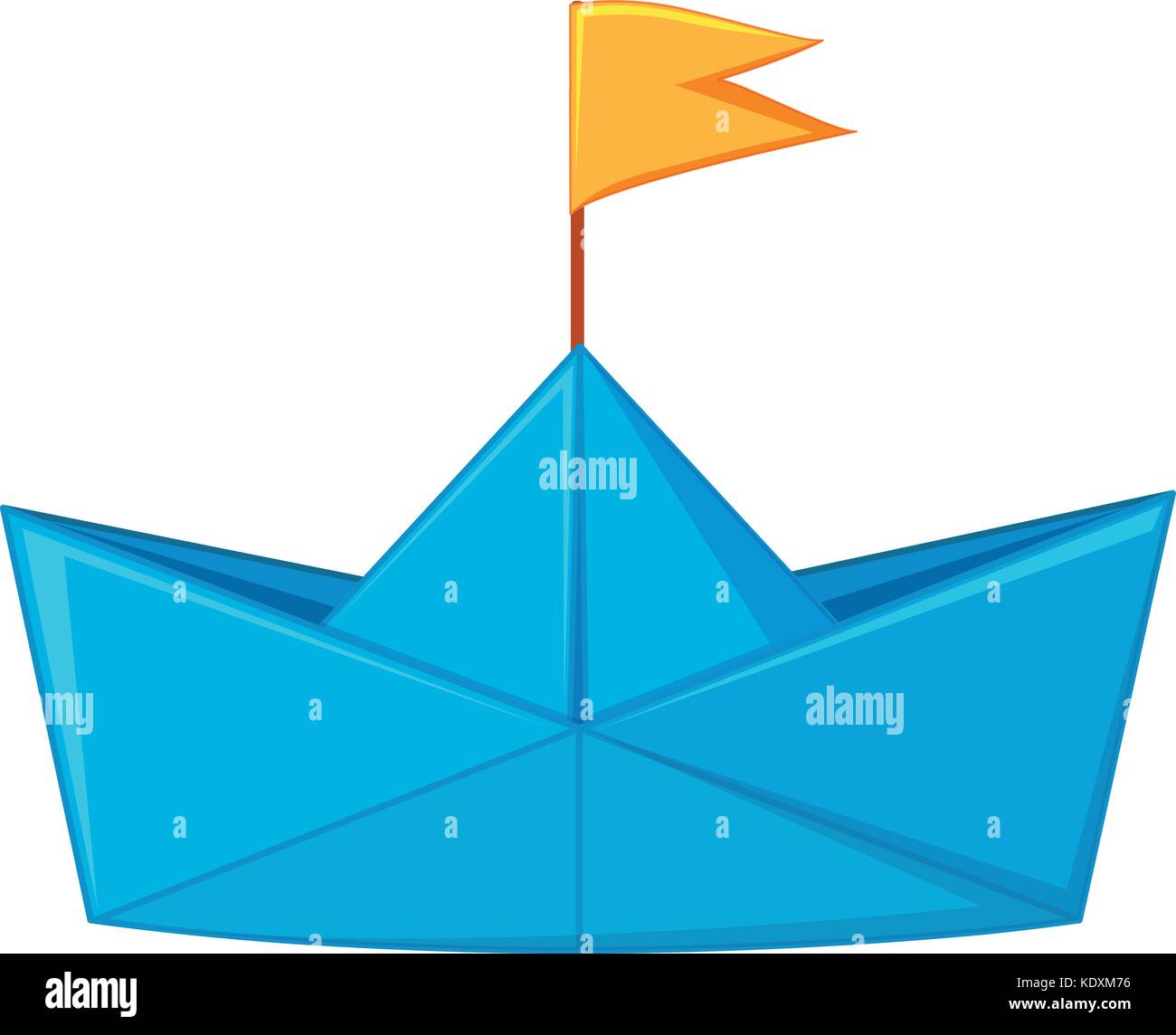 Blue paper boat with yellow flag illustration Stock Vector Image & Art