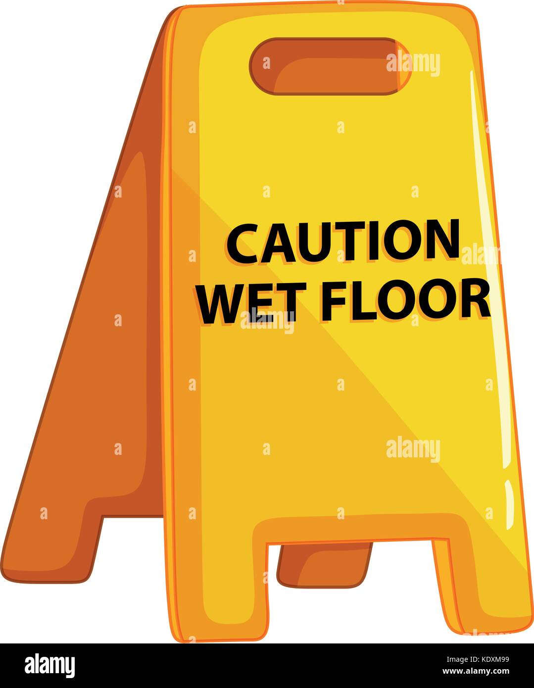 Caution wet floor sign on white background illustration Stock Vector