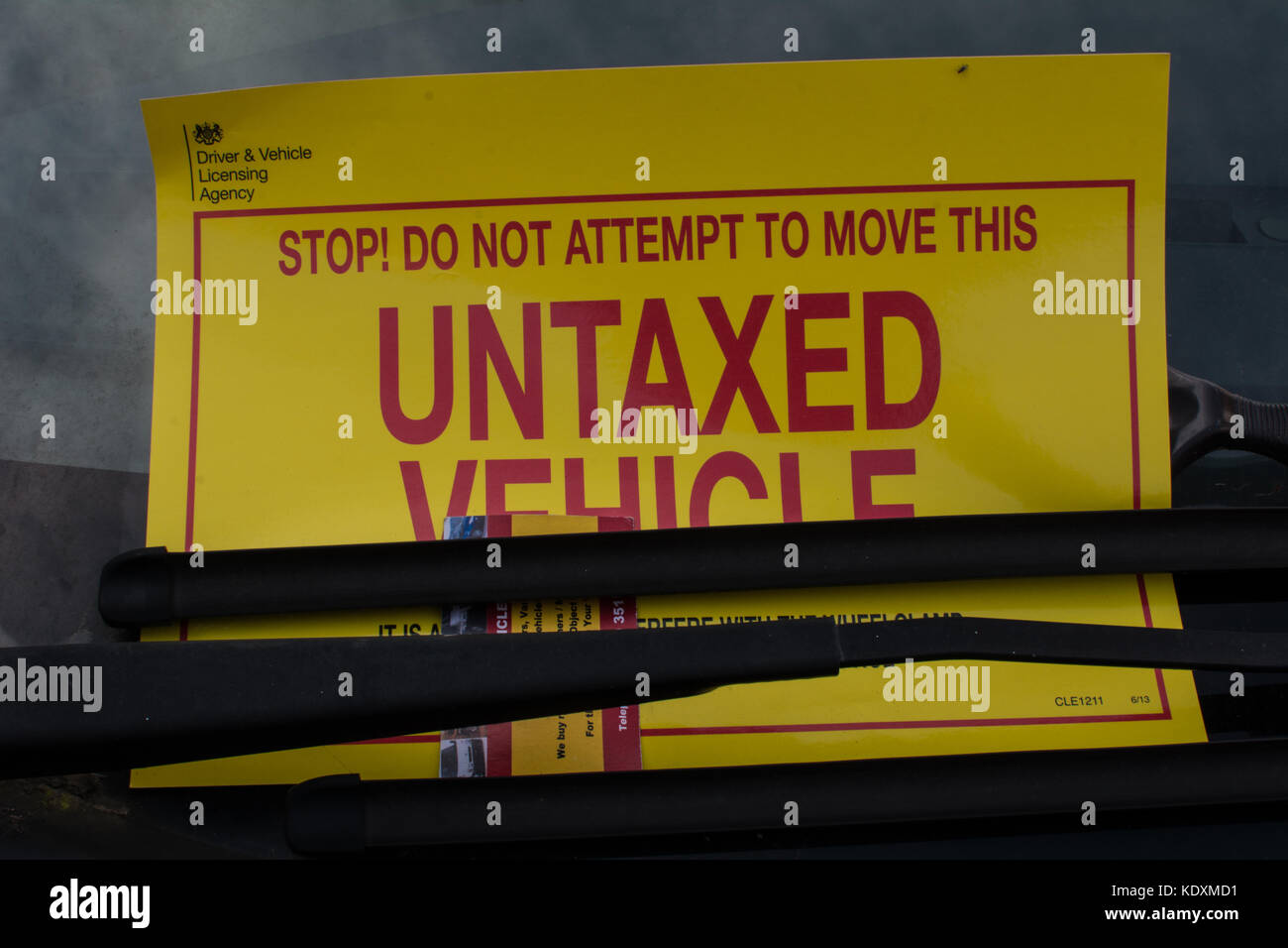Untaxed car sign Stock Photo
