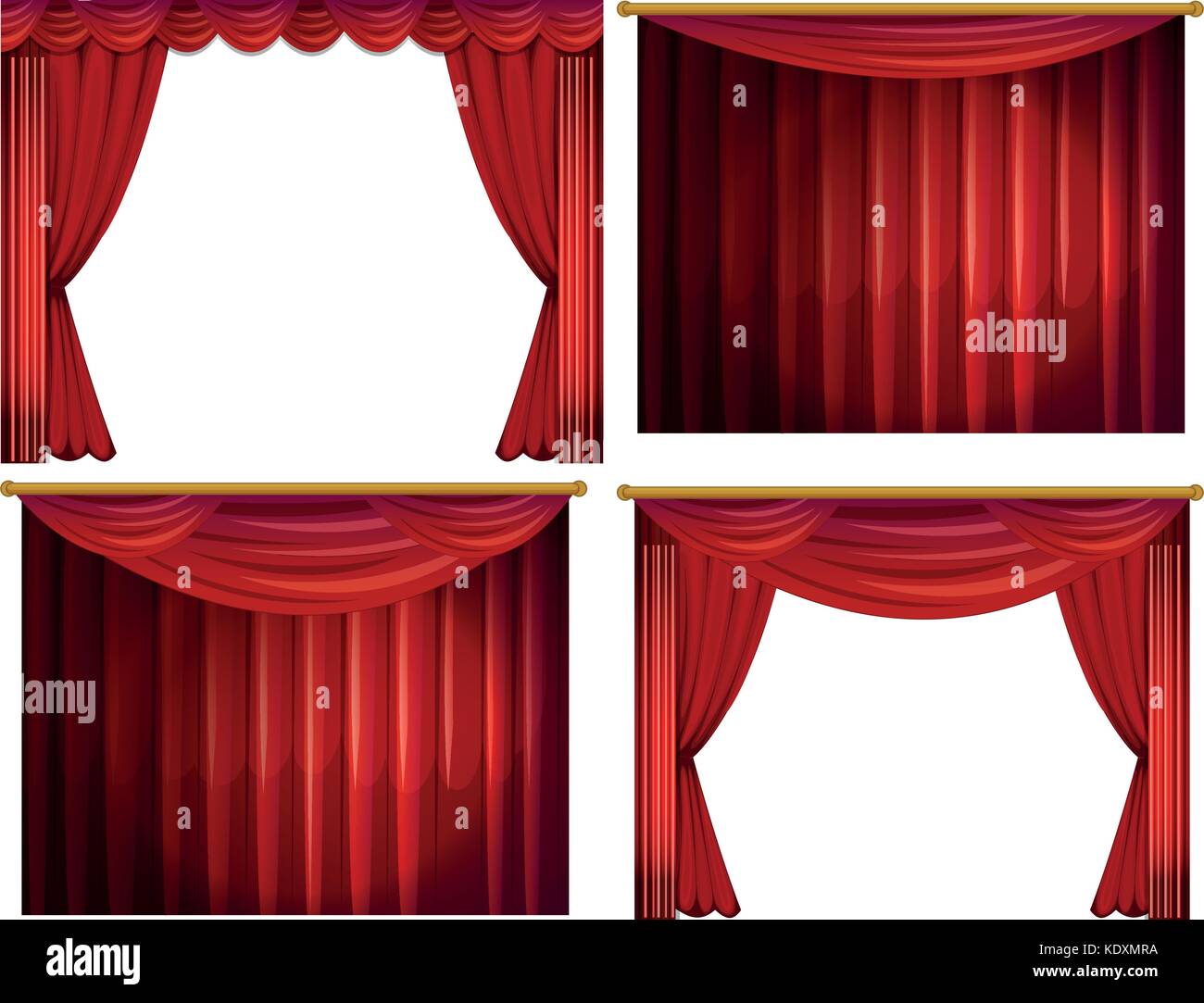 Four Designs Of Red Curtains Illustration Stock Vector Image & Art - Alamy