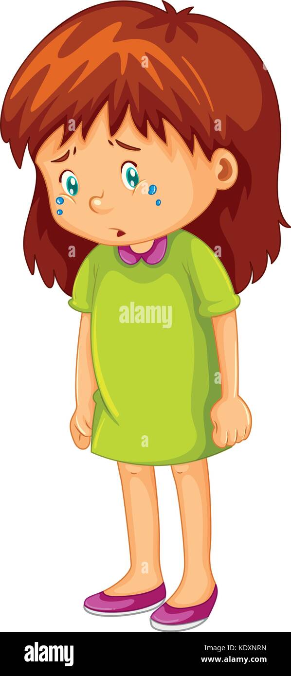 Sad little girl crying illustration Stock Vector Image & Art - Alamy