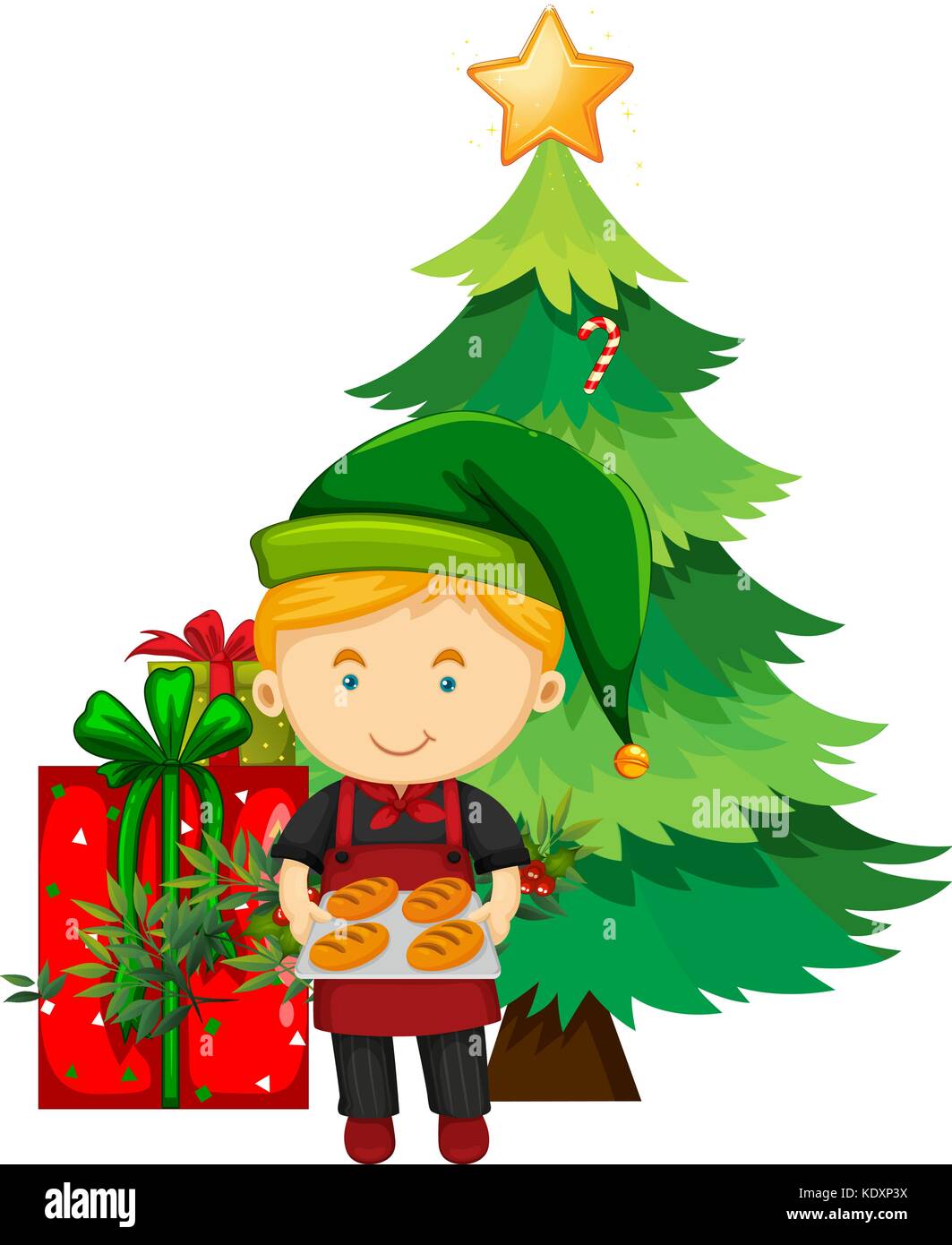 Christmas theme with baker and tree illustration Stock Vector Image & Art Alamy