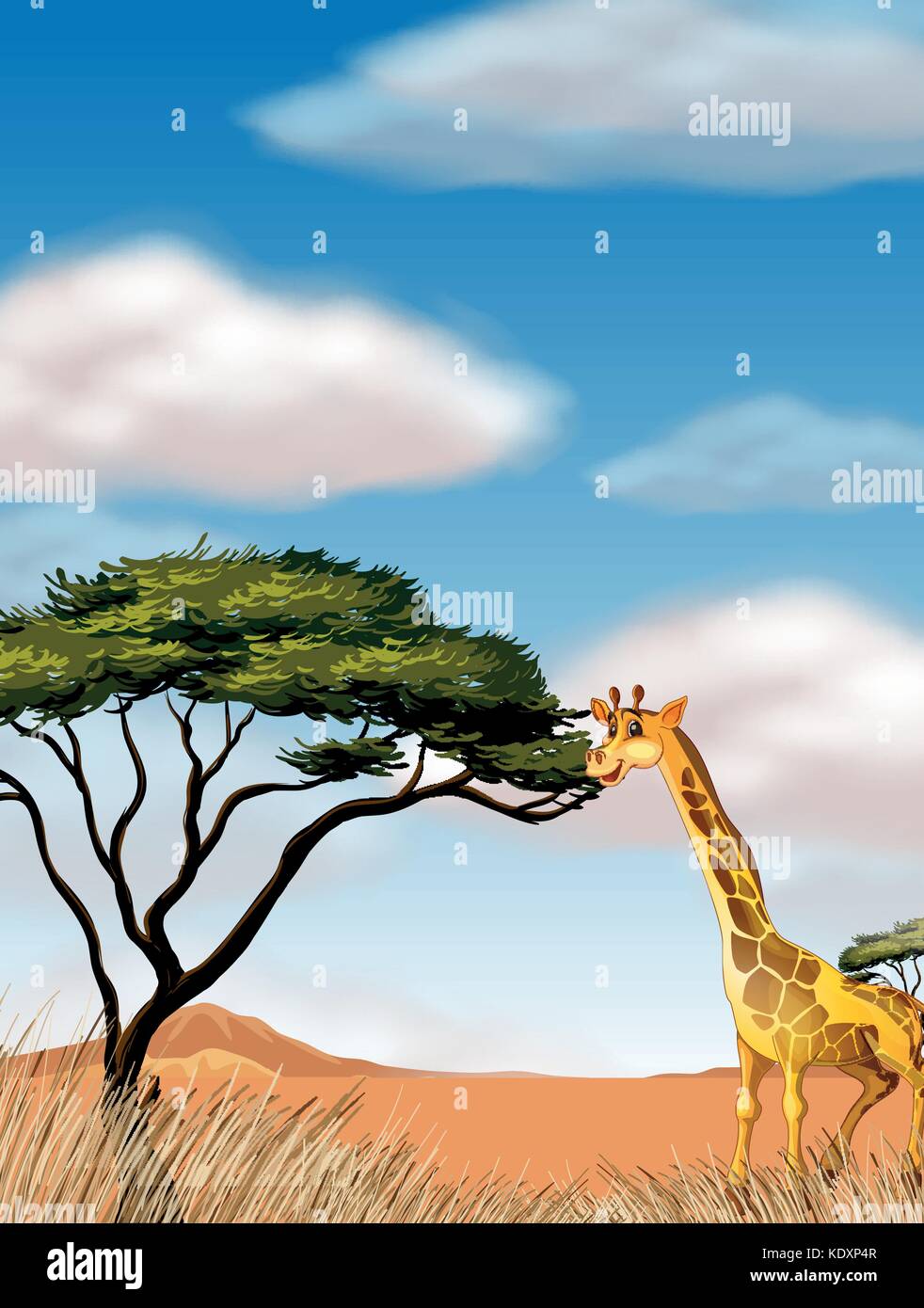 Giraffe running in the field illustration Stock Vector Image & Art - Alamy