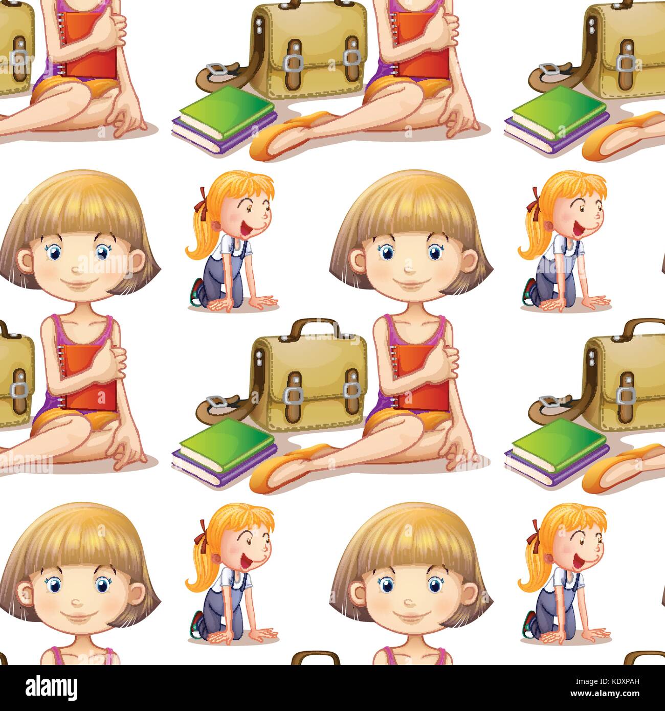 Seamless background design with cute girls illustration Stock Vector ...