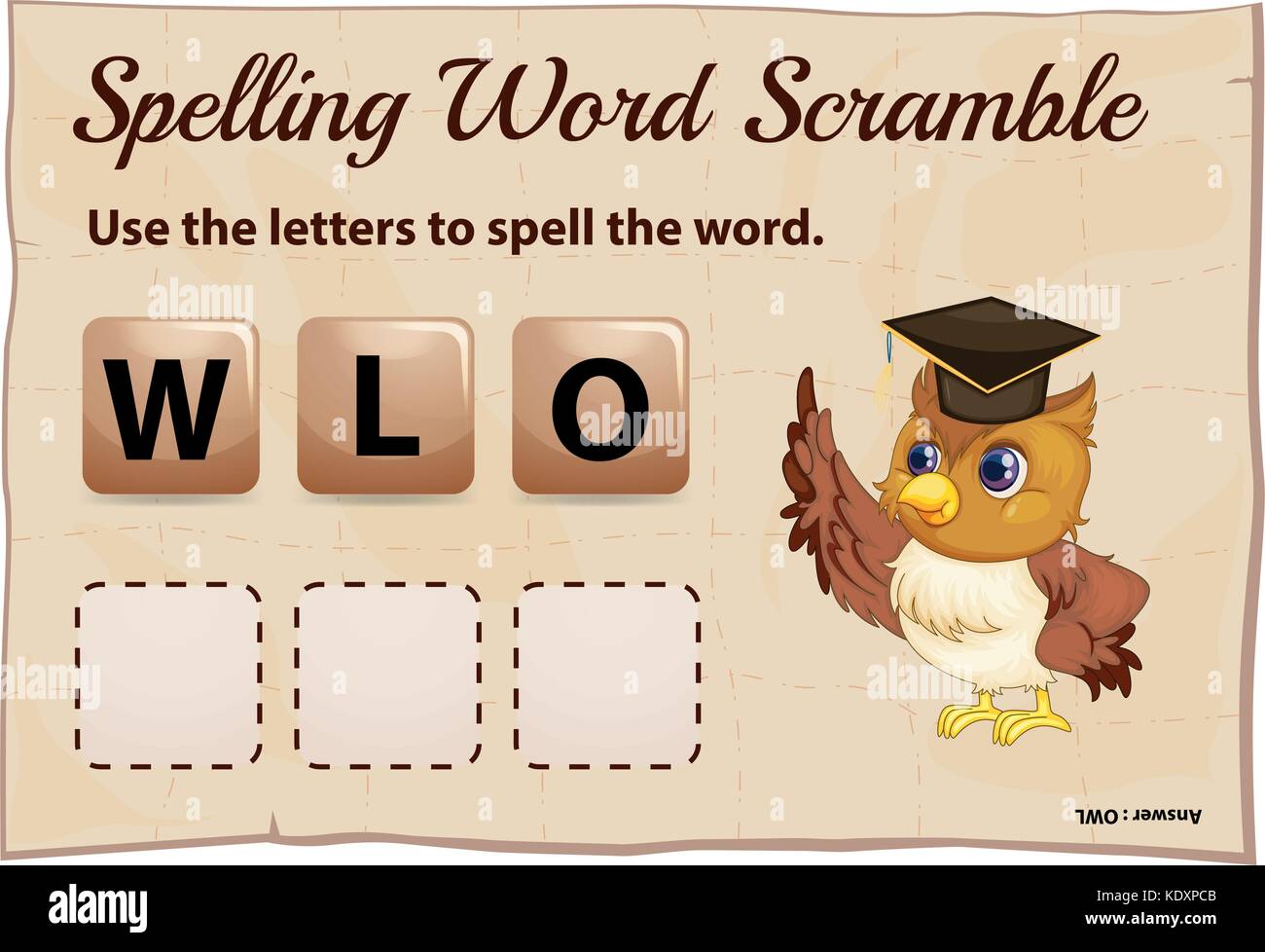 spelling-scramble-game-template-for-owl-illustration-stock-vector-image-art-alamy