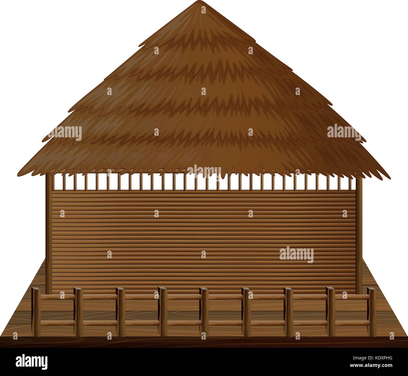 Wooden hut on woodn raft illustration Stock Vector