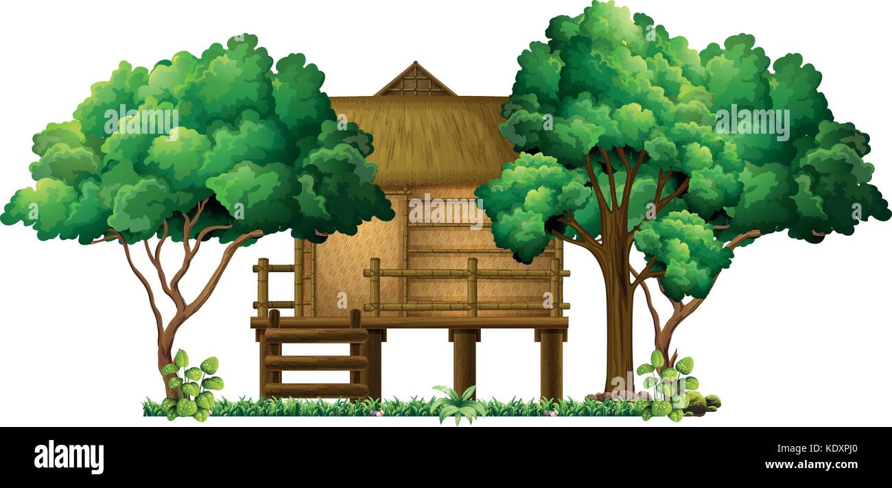 Wooden hut in the woods illustration Stock Vector Image & Art - Alamy