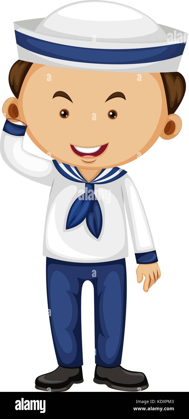 Sailor in white and blue outfit illustration Stock Vector