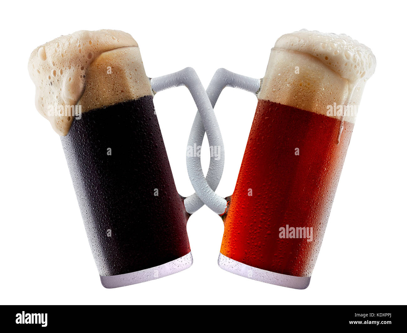 Two beer mugs making toast Stock Photo Alamy
