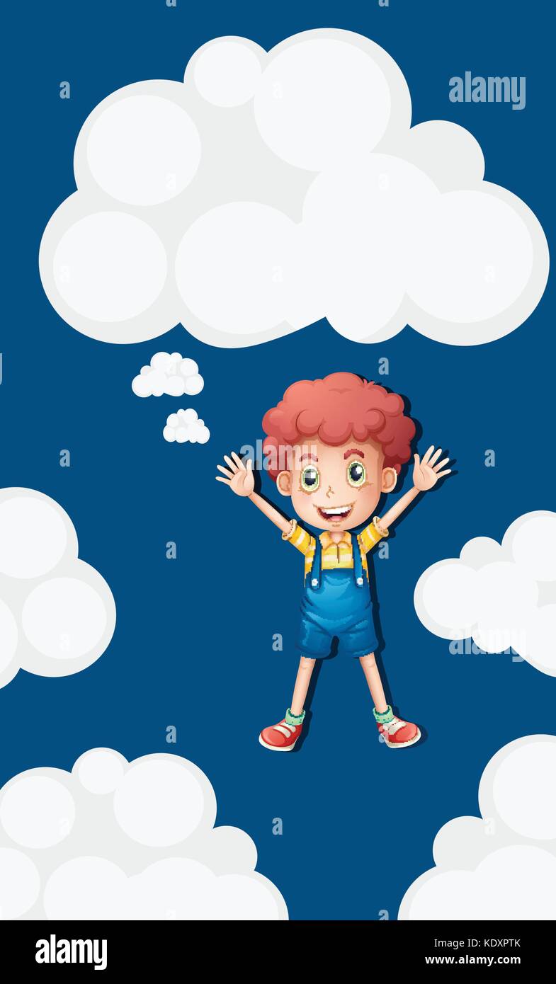 Happy boy in the blue sky background illustration Stock Vector Image