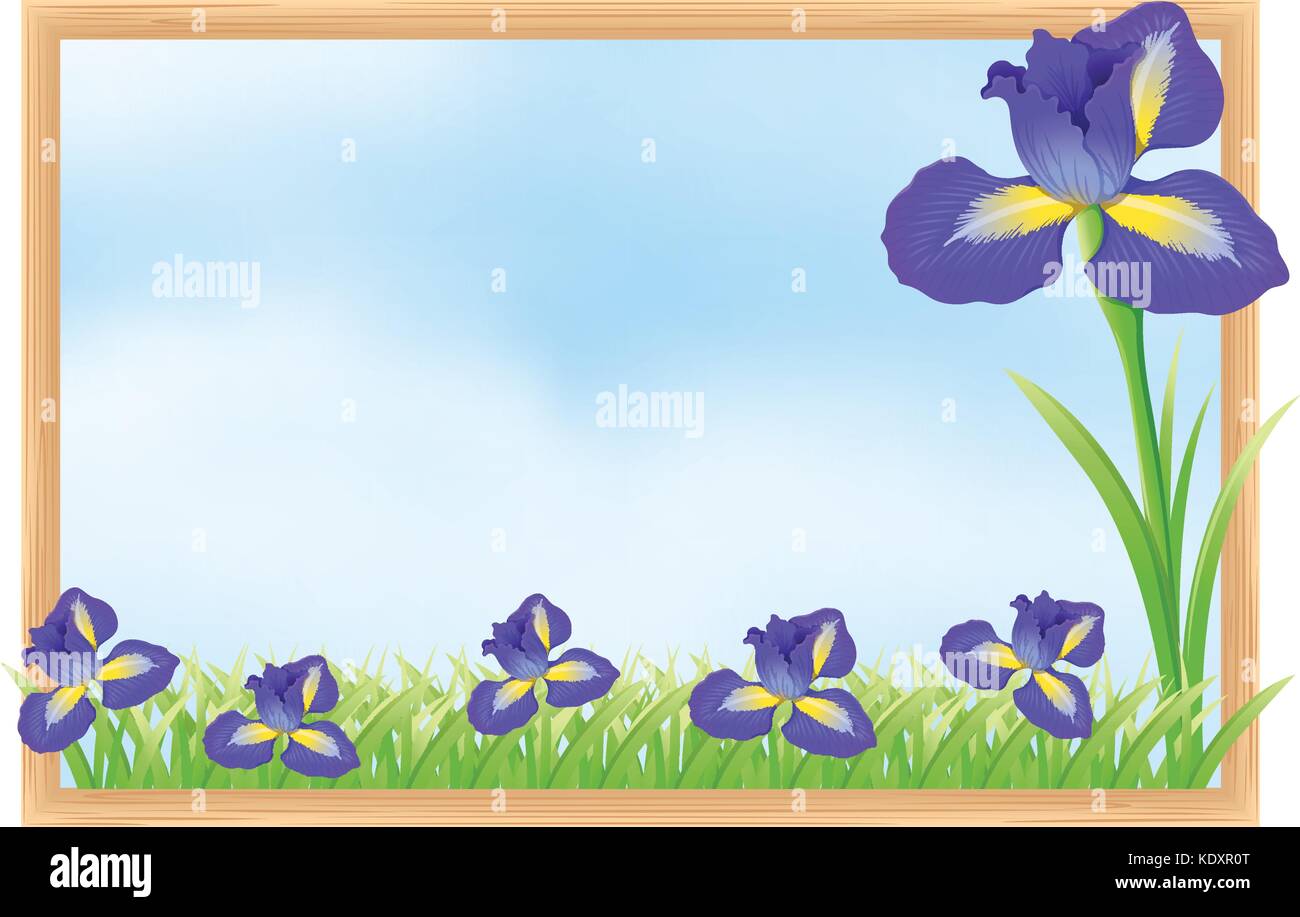 Frame design with blue flowers illustration Stock Vector Image & Art ...