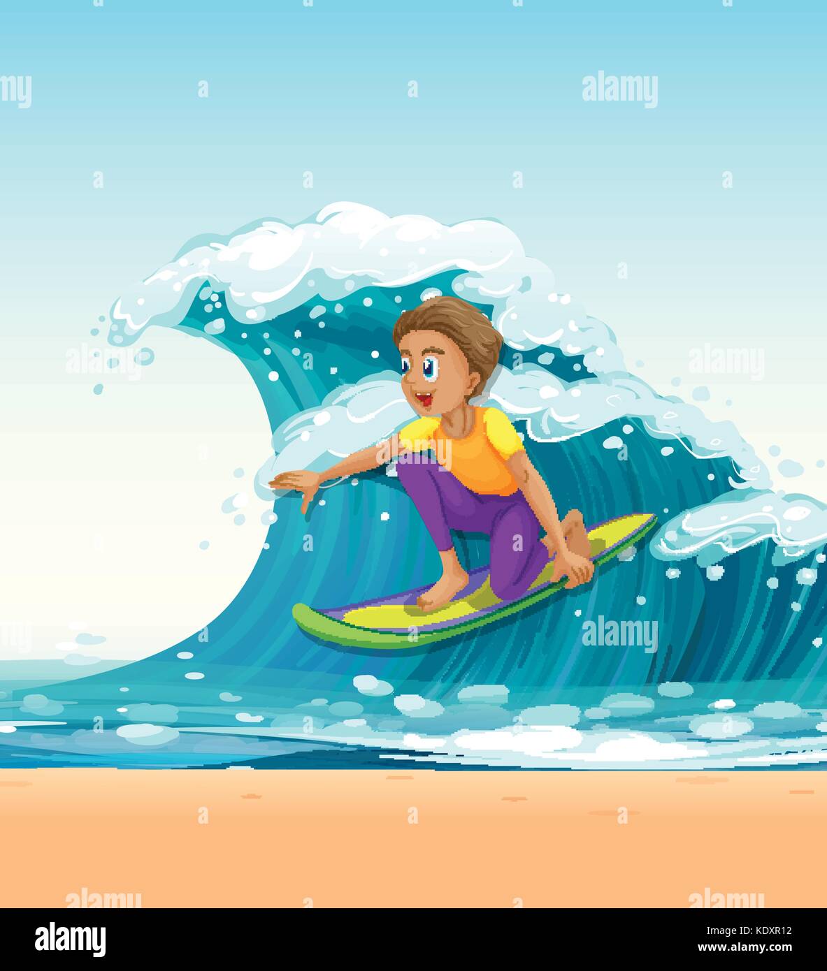 Man surfing on big waves illustration Stock Vector Image & Art - Alamy