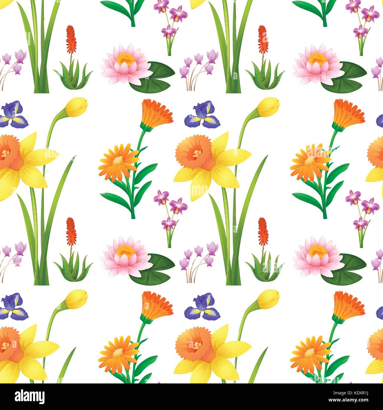 Seamless background design with wild flowers illustration Stock Vector ...