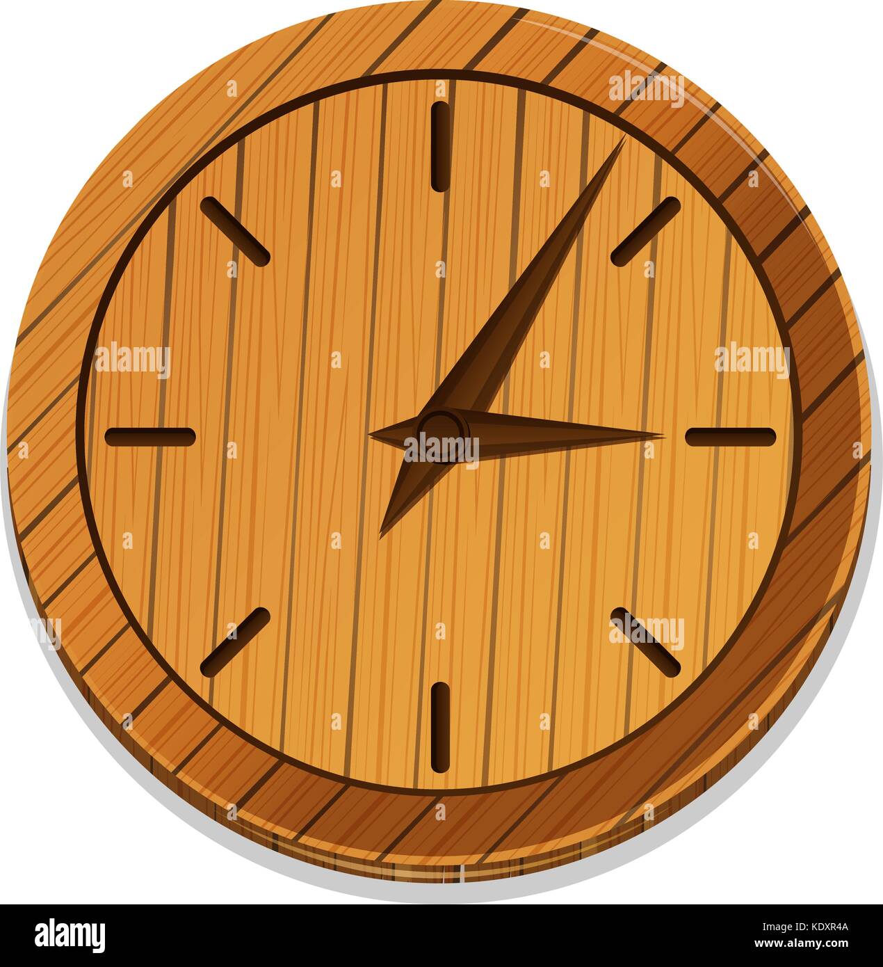 Wooden clock with no numbers illustration Stock Vector