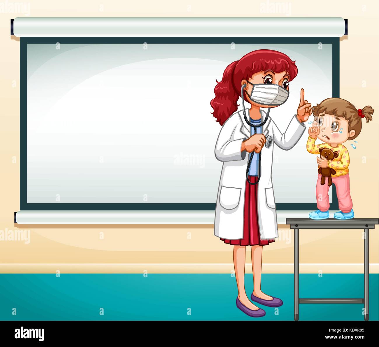 Frame template with doctor and little girl illustration Stock Vector ...