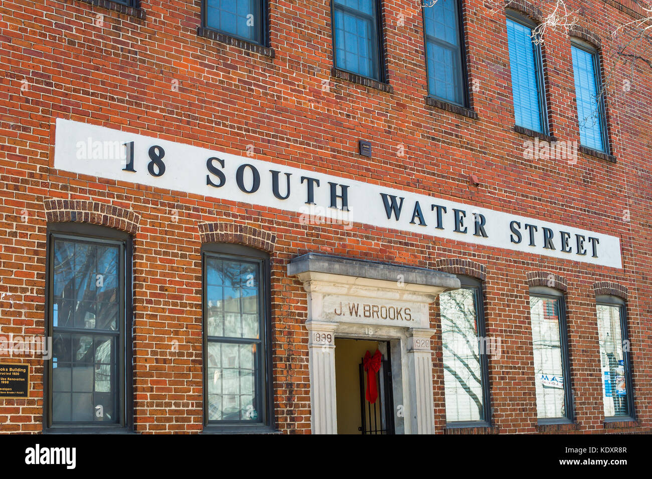 Waterfront red brick warehouse conversion in downtown Wilmington, NC Stock Photo