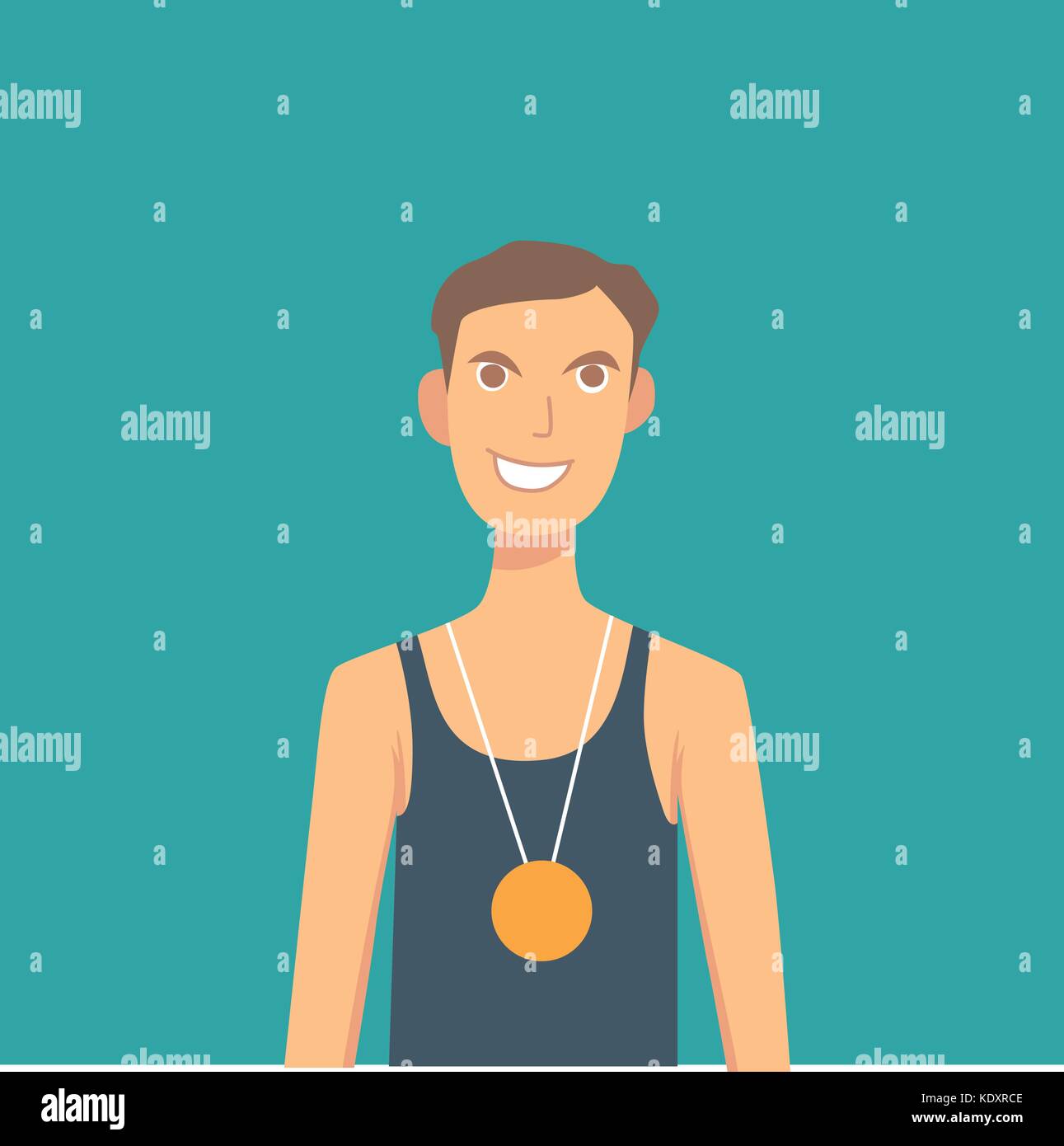 Athlete champion with medal, vector illustration Stock Vector
