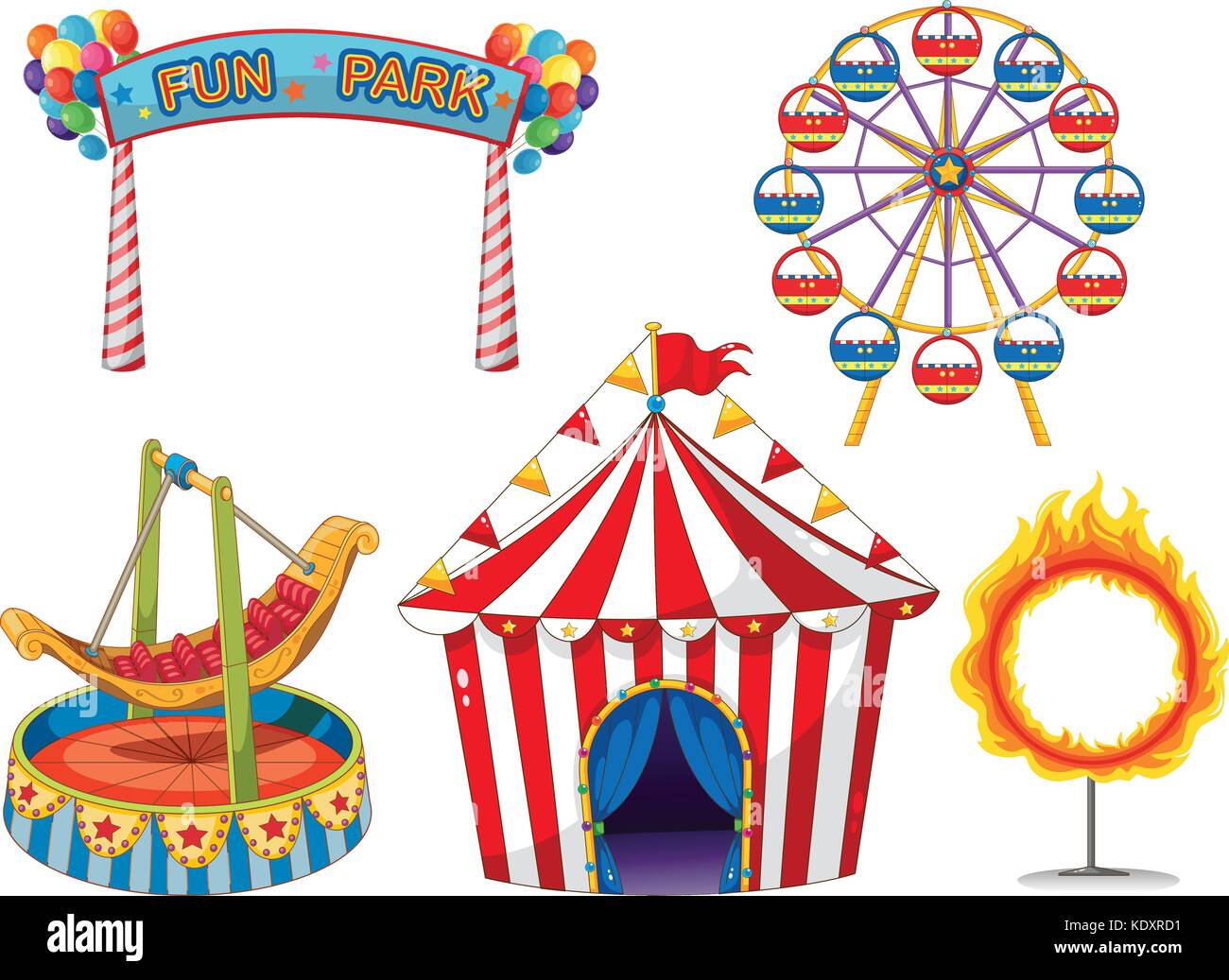 Circus set with rides and tent illustration Stock Vector Image & Art ...