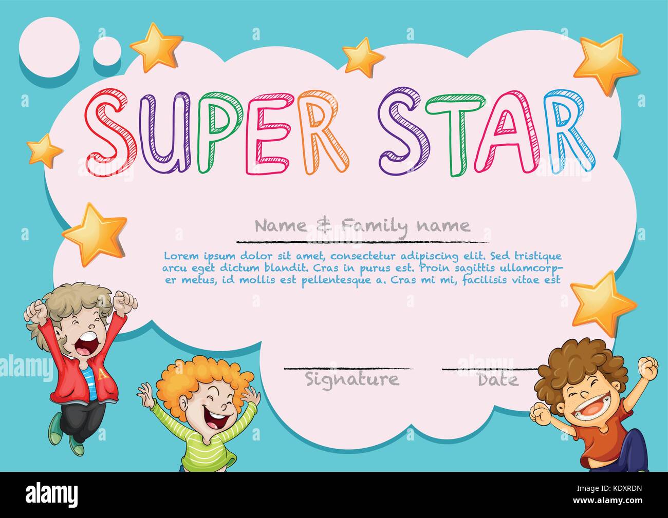 Super star award template with kids in background illustration Stock ...