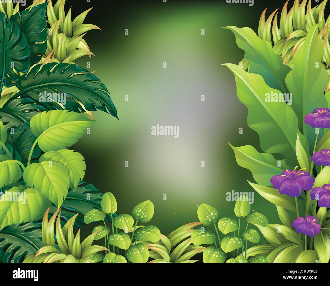 Border design with green leaves illustration Stock Vector Image & Art