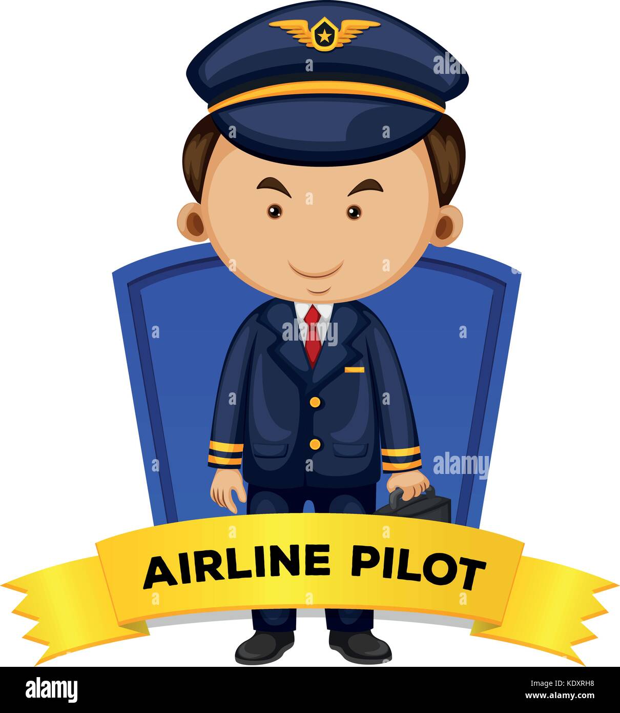 Occupation wordcard with airline pilot illustration Stock Vector Image