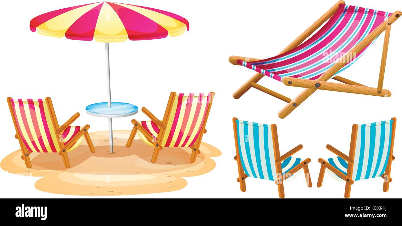 Beach chairs and umbrella illustration Stock Vector Image & Art Alamy