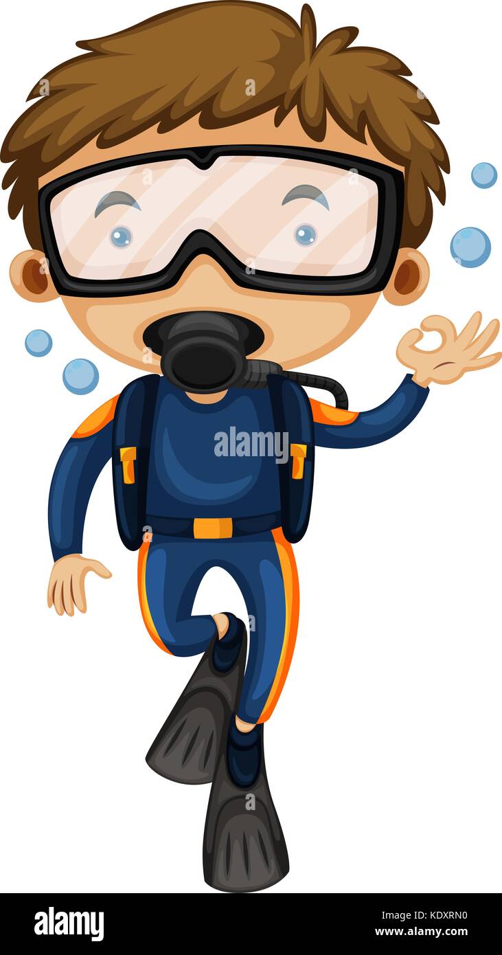 Man doing scuba diving illustration Stock Vector Image & Art Alamy