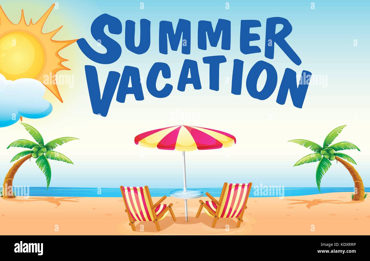 Summer vacation on the beach illustration Stock Vector Image & Art - Alamy