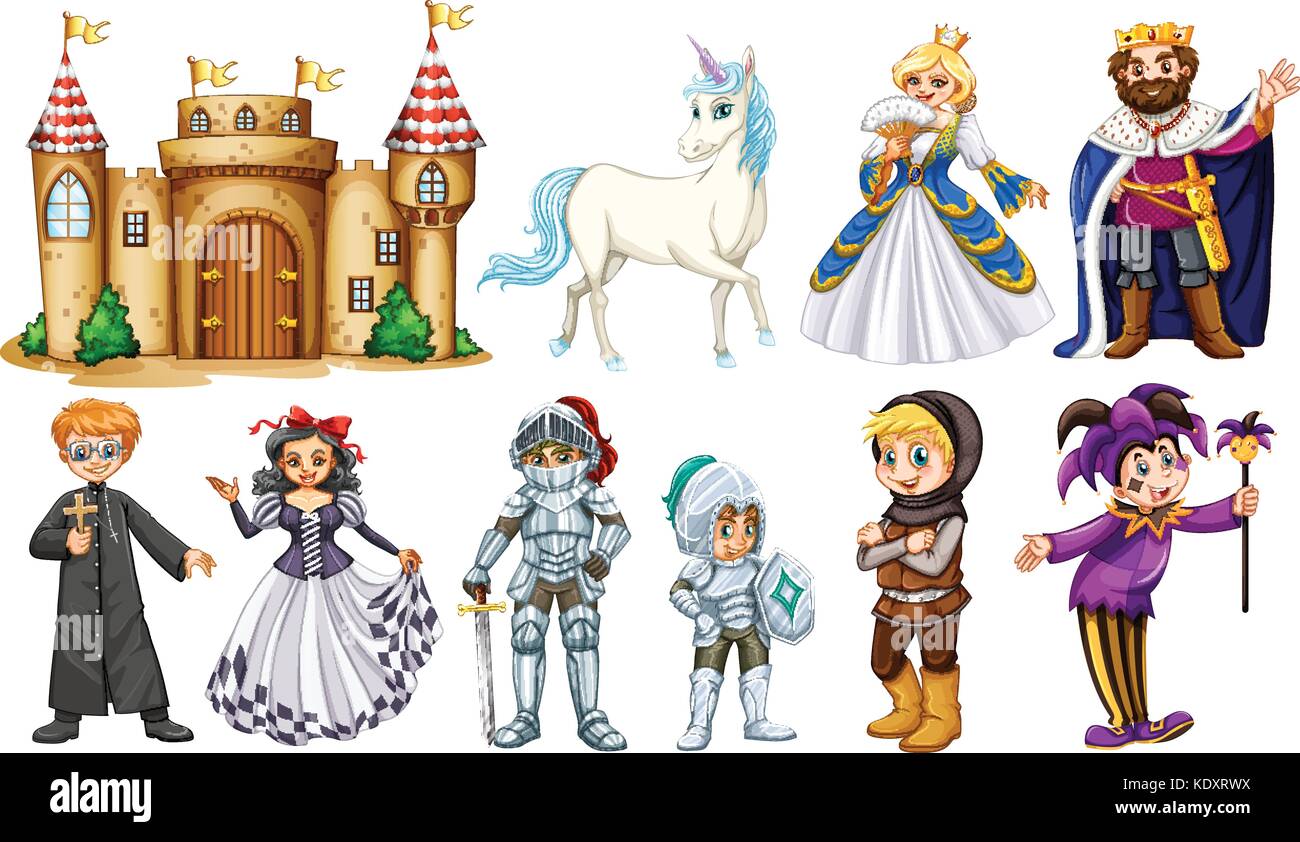 Different characters in fairy tales illustration Stock Vector Image