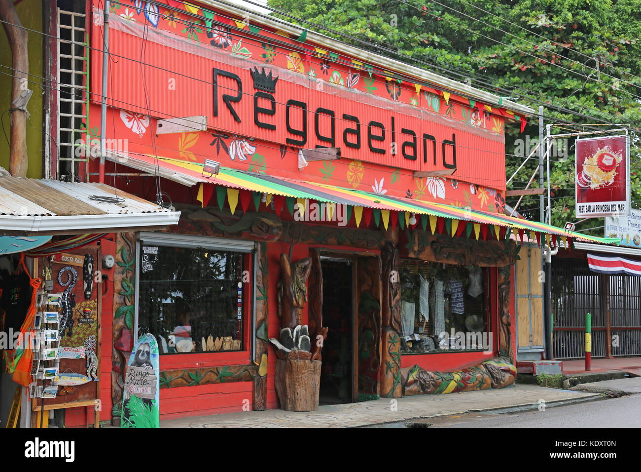 Reggaeland, Avenida 71, Puerto Viejo de Talamanca, Limón province, Caribbean Sea, Costa Rica, Central America Stock Photo
