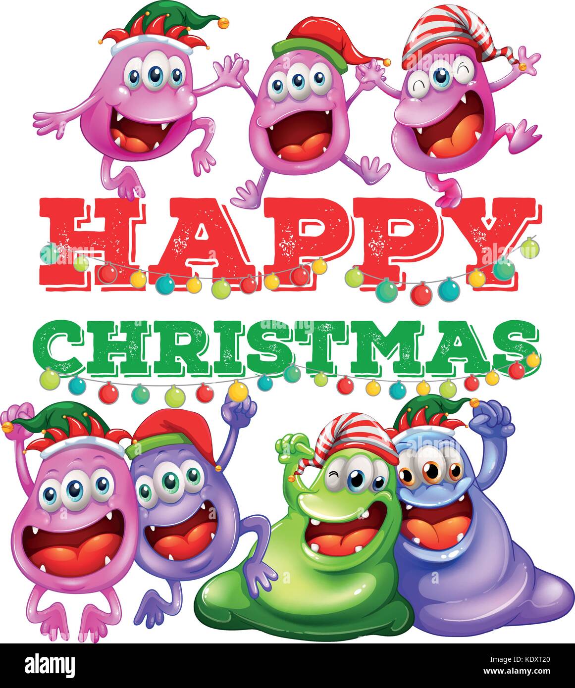 Christmas theme with aliens at party illustration Stock Vector Image