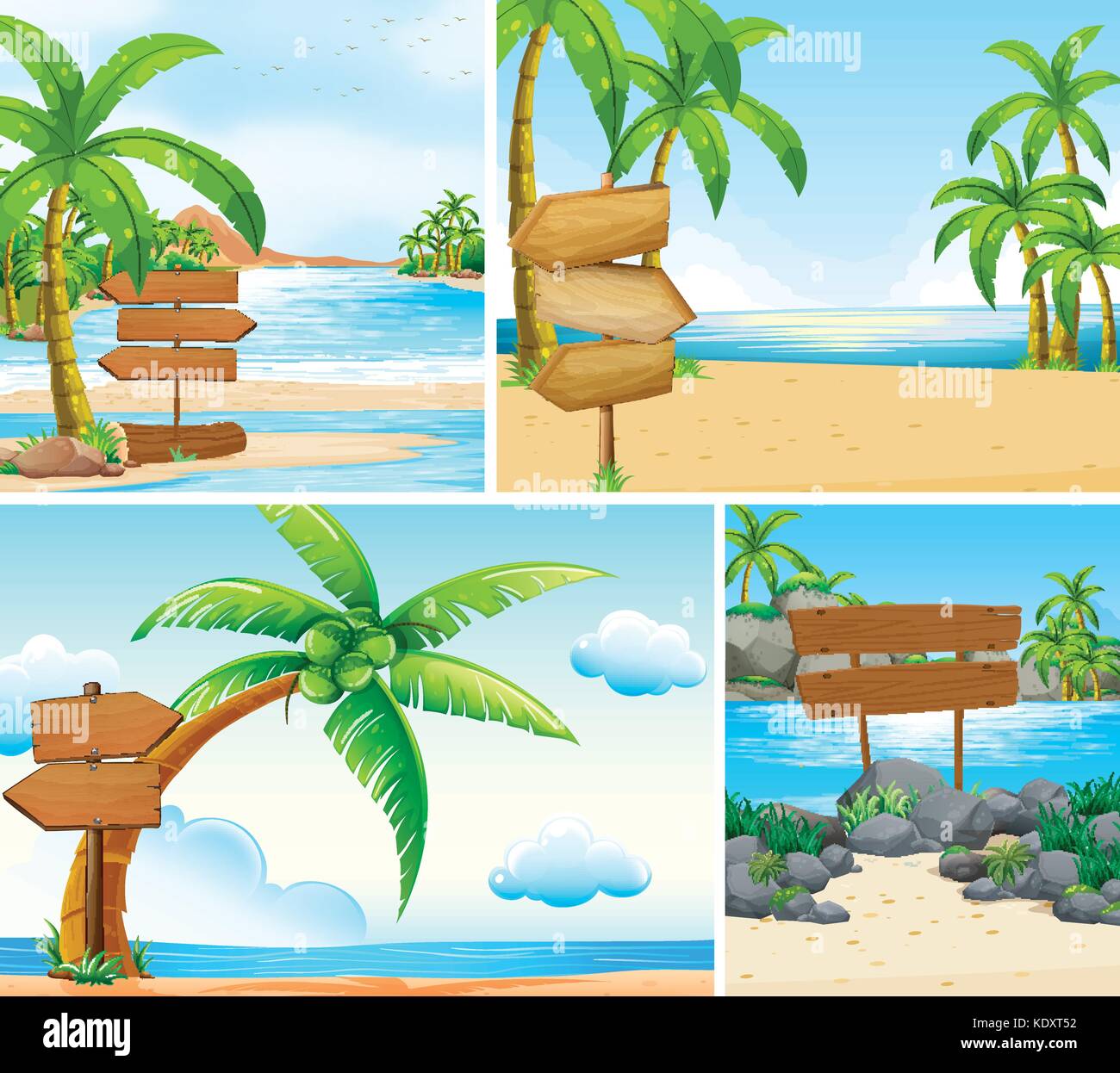 Four scenes of ocean and lake illustration Stock Vector Image & Art - Alamy