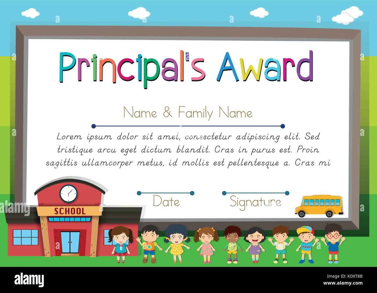 Certificate template for principal award illustration Stock Vector Image & Art - Alamy