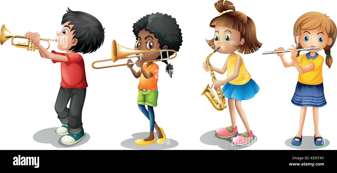 Kids playing musical instruments illustration Stock Vector Image & Art ...