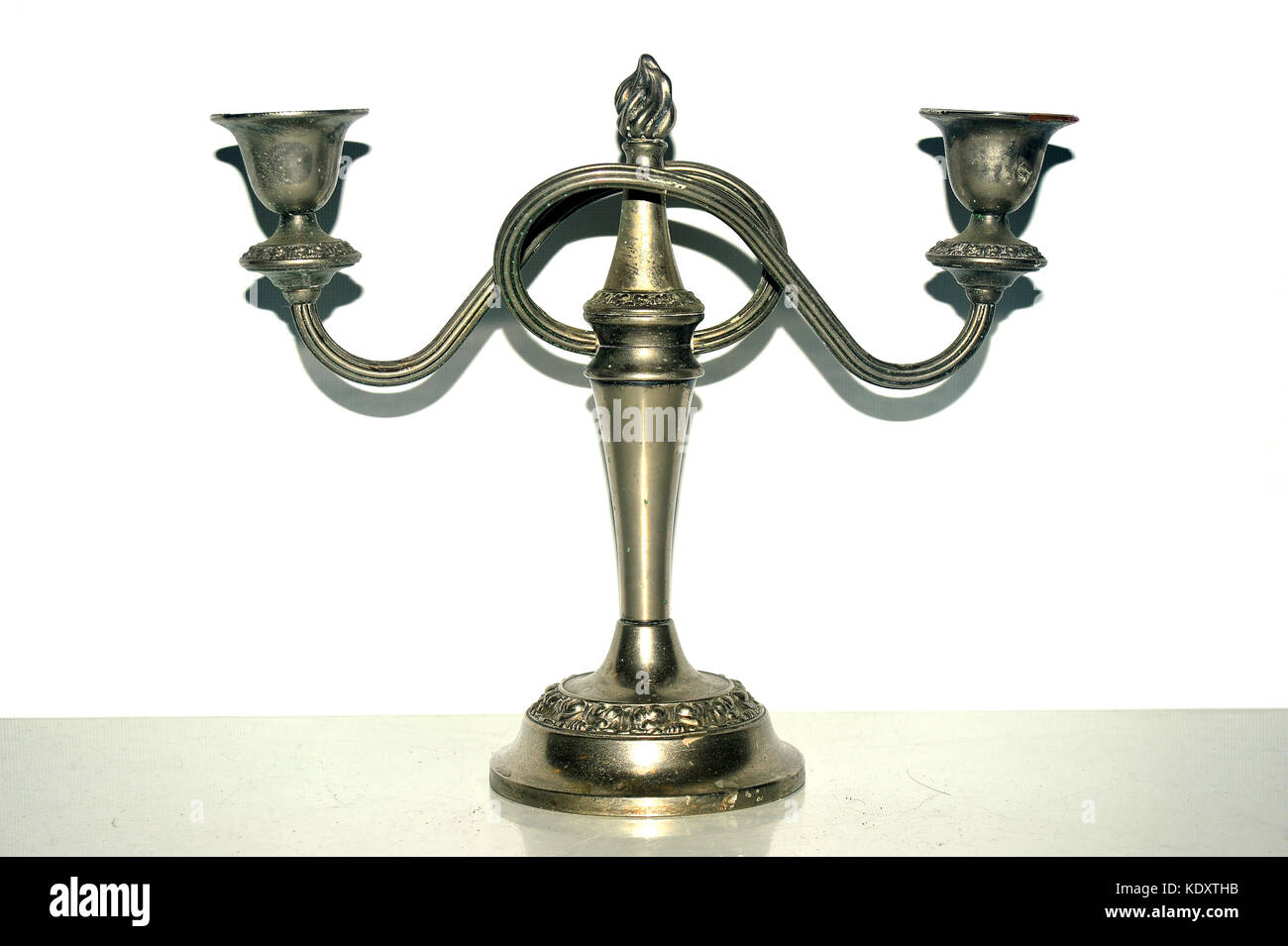 A decoaratice candleholder photographed against a white background Stock Photo