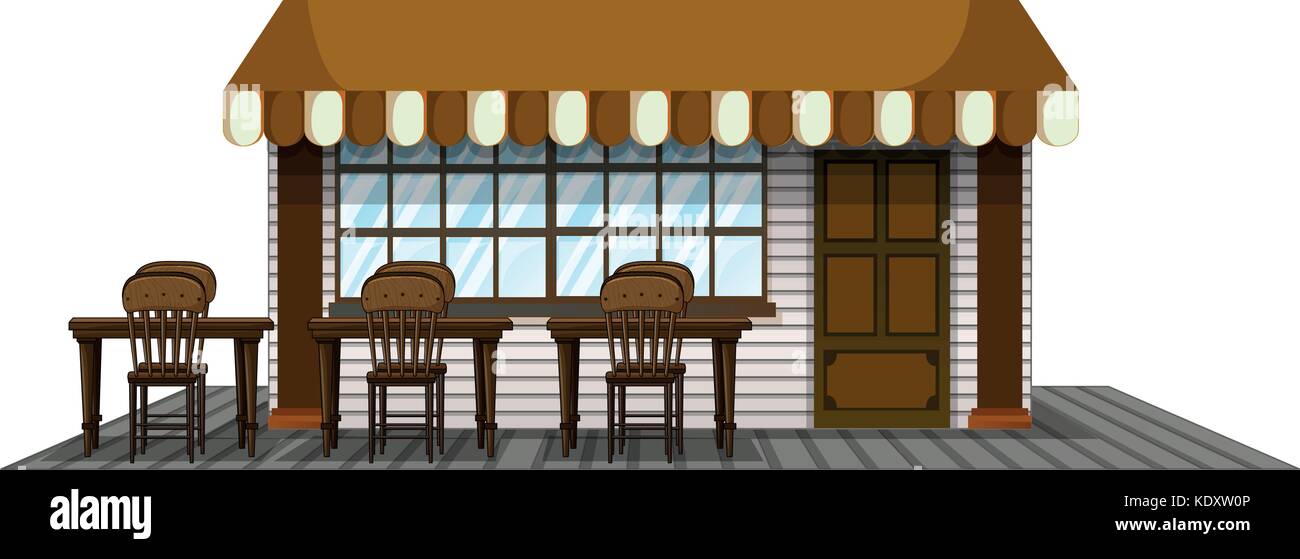 Coffee shope with dining seats outside illustration Stock Vector