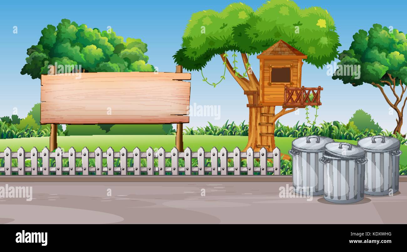 Scene with treehouse in the park illustration Stock Vector Image & Art ...