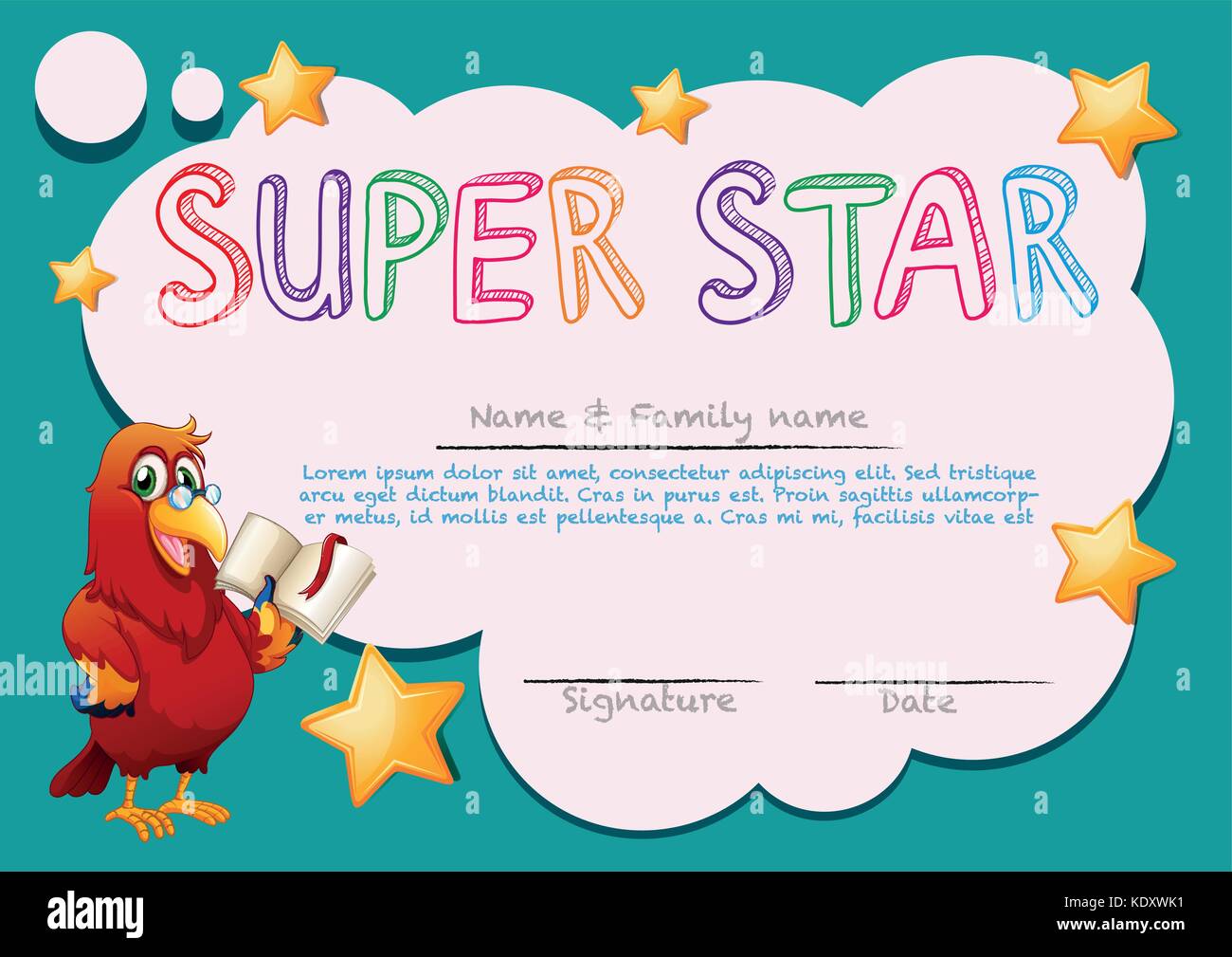 Certificate template for super star illustration Stock Vector Image ...