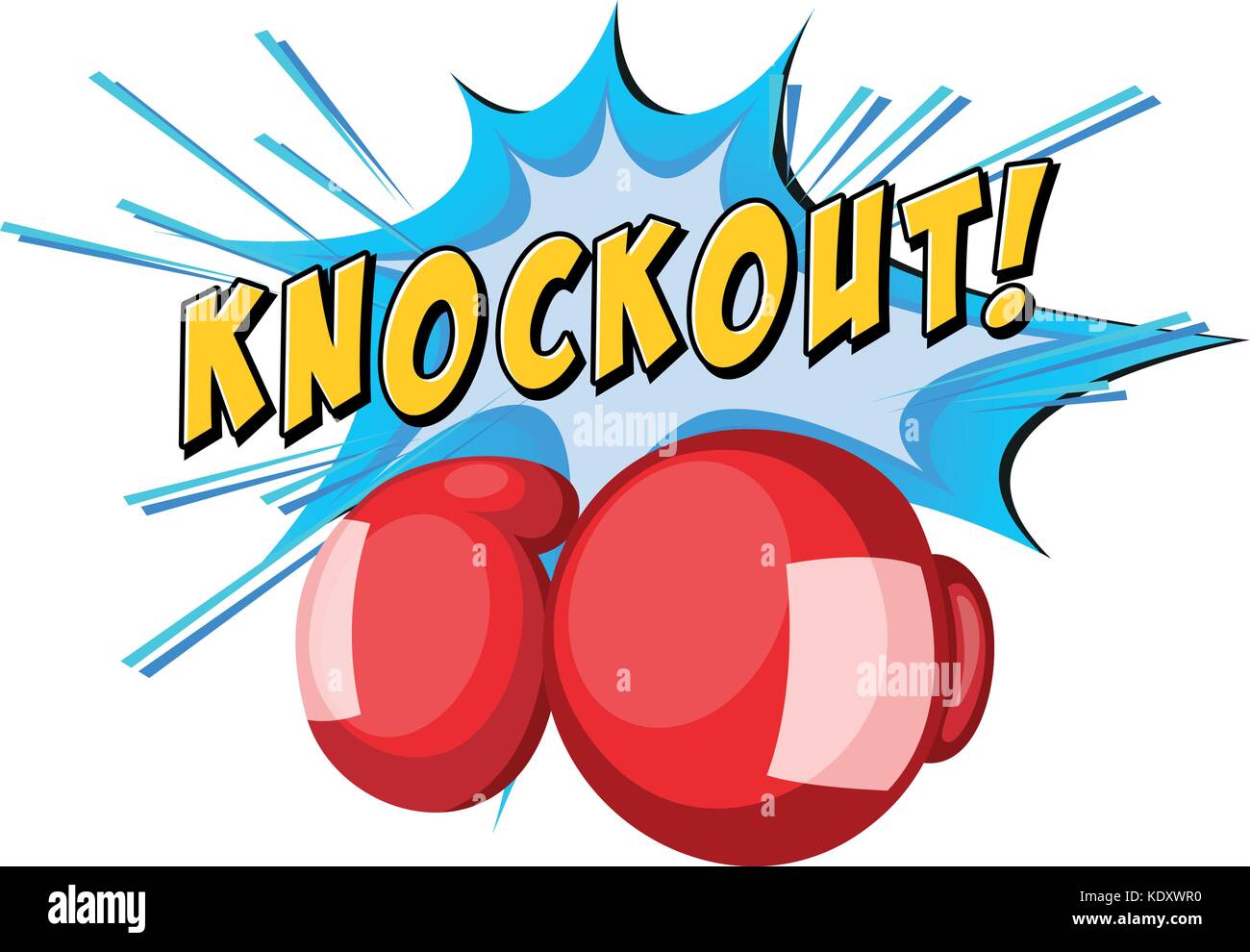 Expression knockout and boxing gloves illustration Stock Vector