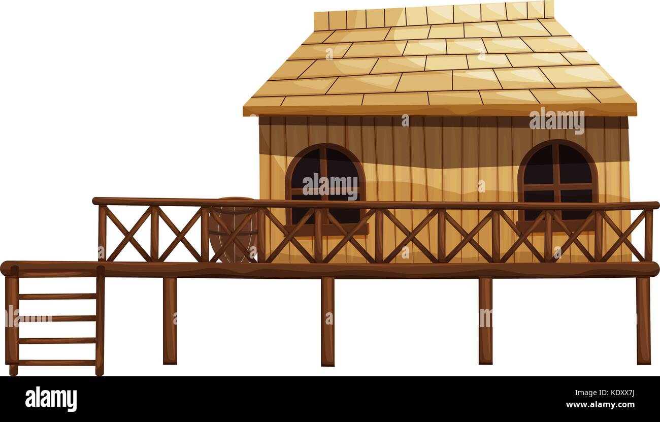 Wooden hut with ladder illustration Stock Vector Image & Art - Alamy
