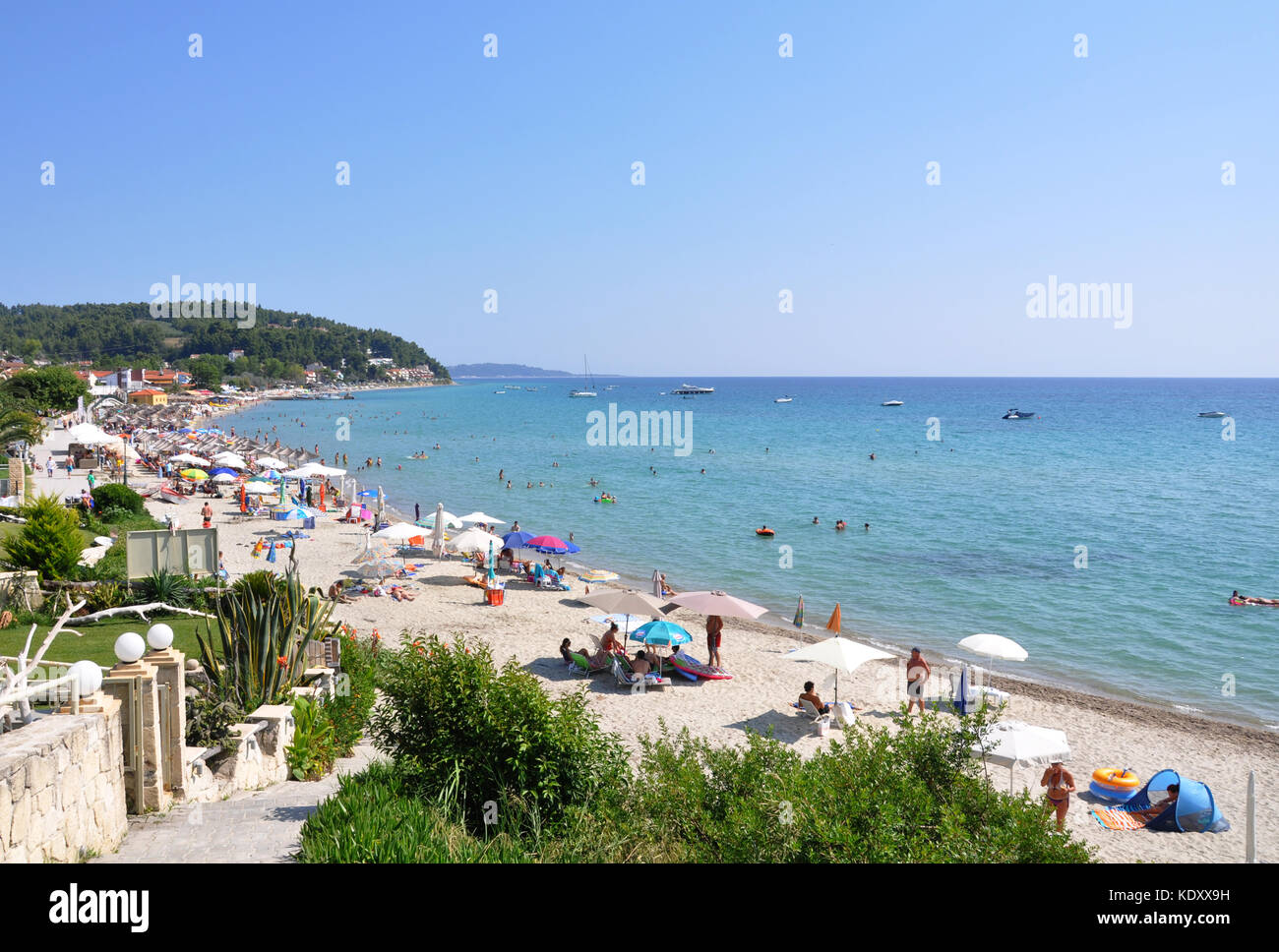 Beach of village Siviri in peninsula Kassandra Halkidiki Greece Stock ...