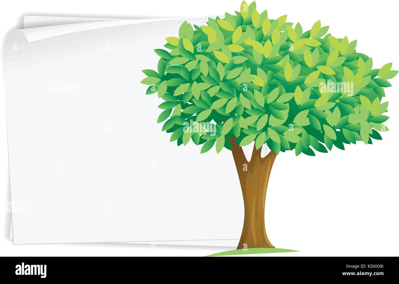 Paper template with green tree illustration Stock Vector Image & Art ...