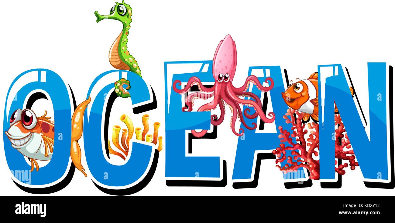 Font design for word ocean illustration Stock Vector Image & Art Alamy