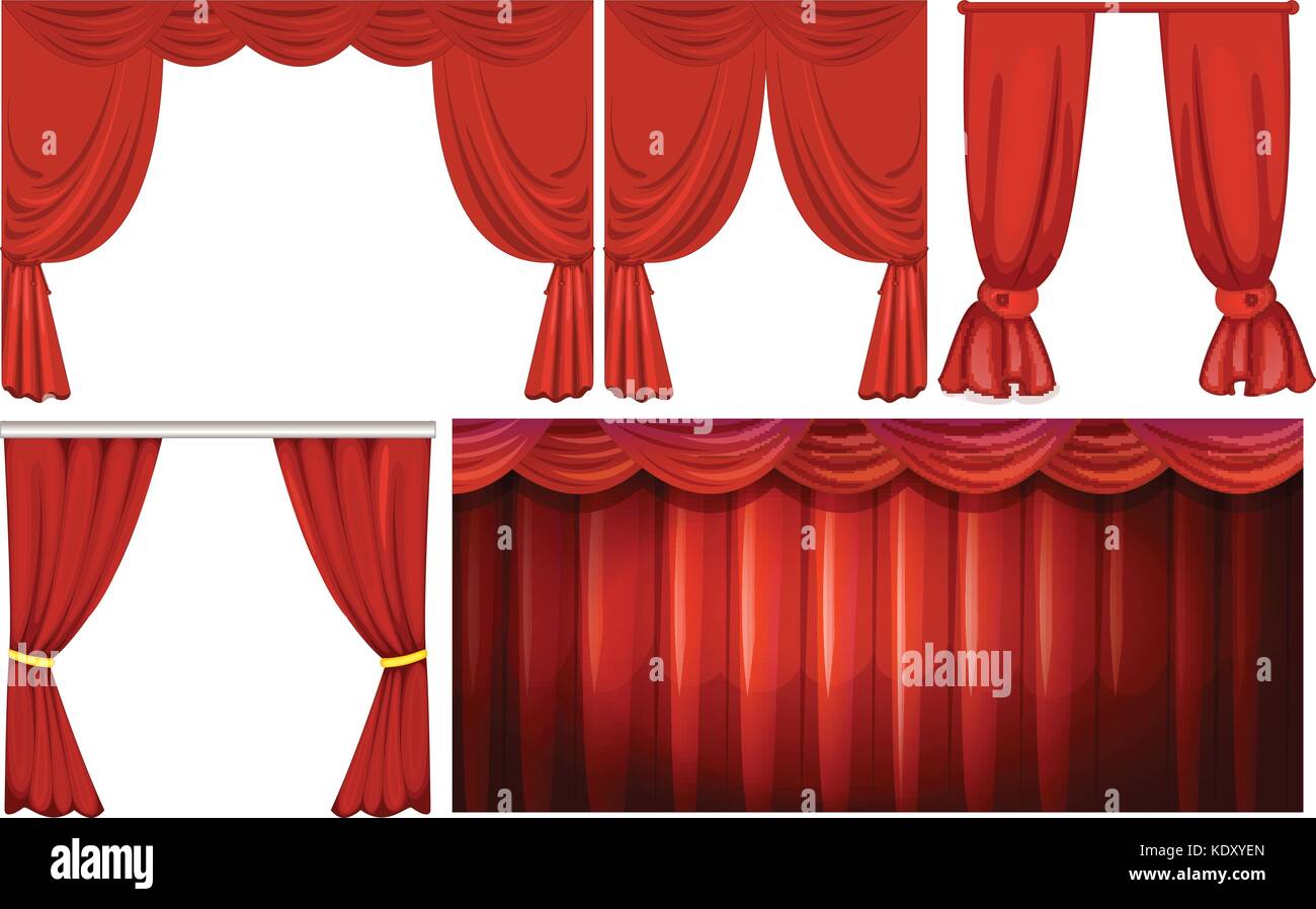 Different designs of red curtain illustration Stock Vector Image & Art