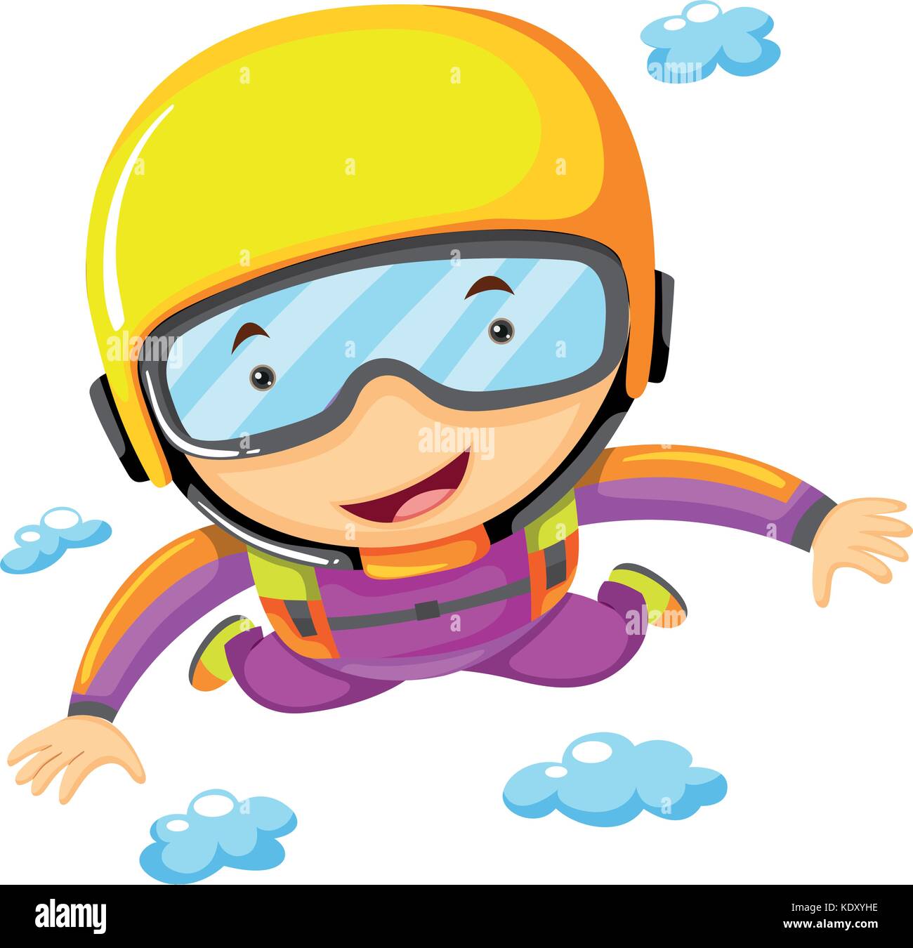 Person doing sky diving alone illustration Stock Vector