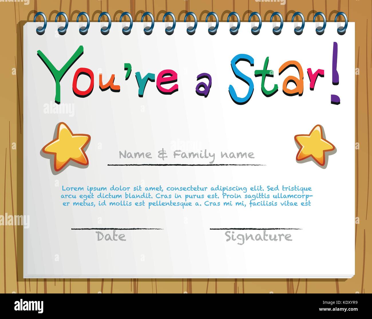 Certificate template with stars illustration Stock Vector Image With Regard To Star Naming Certificate Template