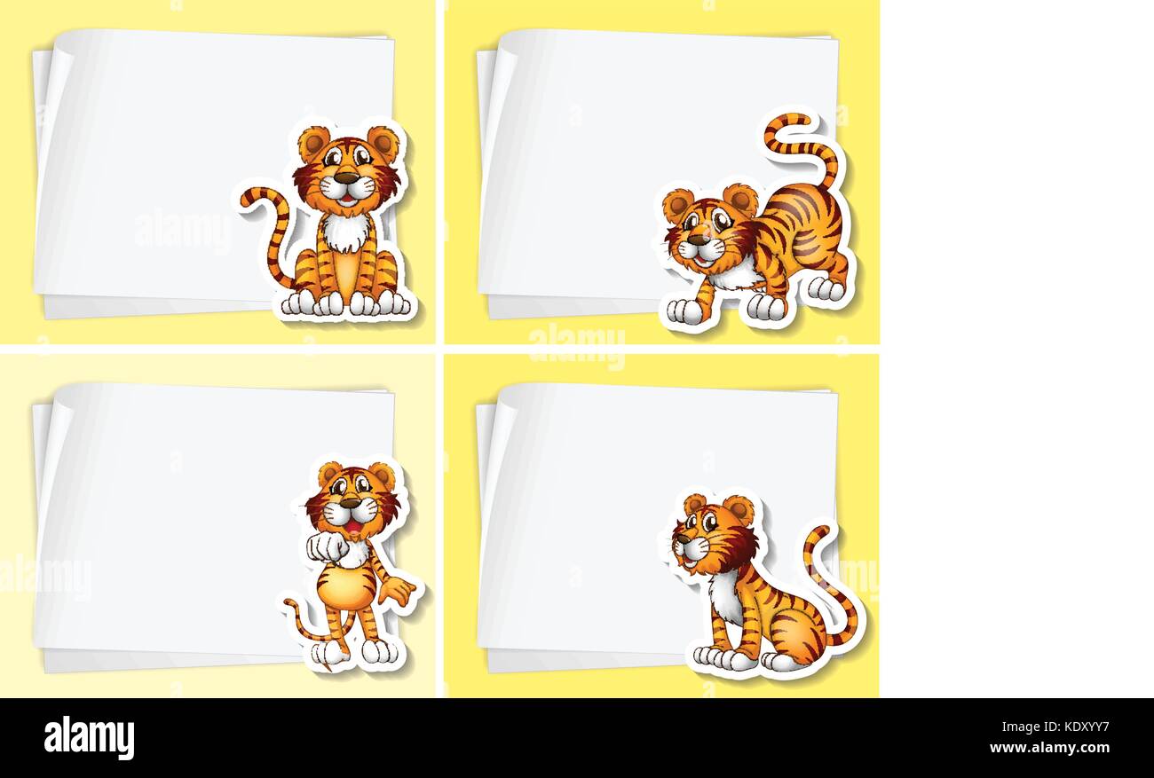 Paper template with tigers illustration Stock Vector Image &amp; Art - Alamy